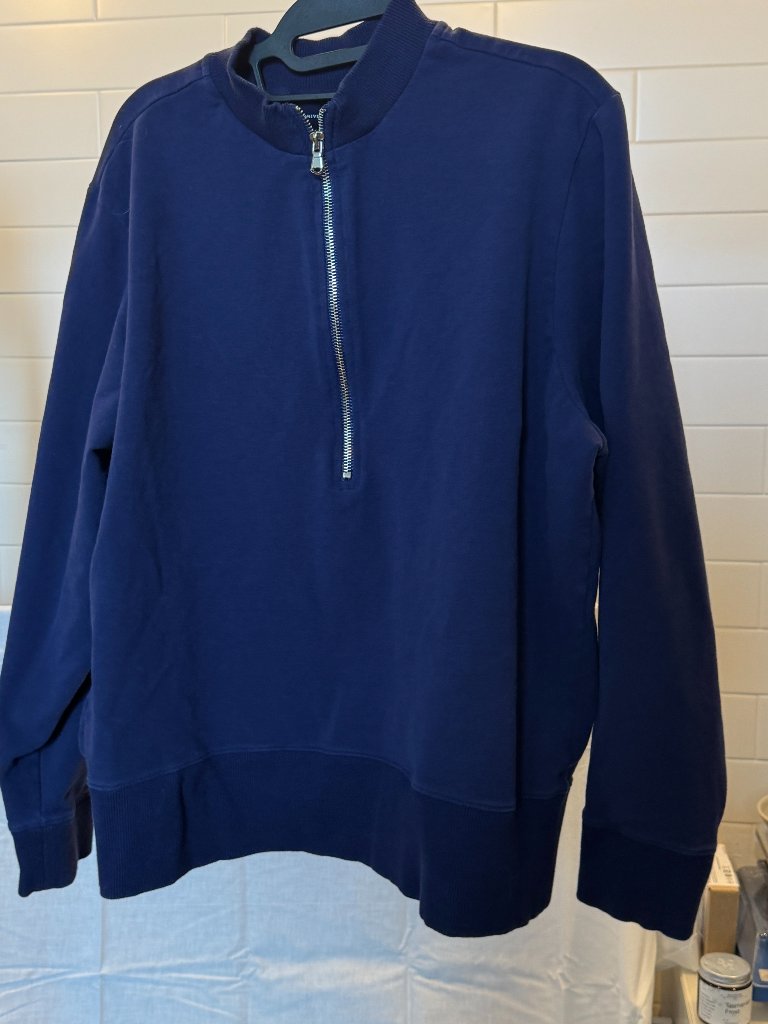 Euc Universal Standard Zoe Half Zip Funnel Neck Pullover Us M (18-20) Navy — image 2 of 8